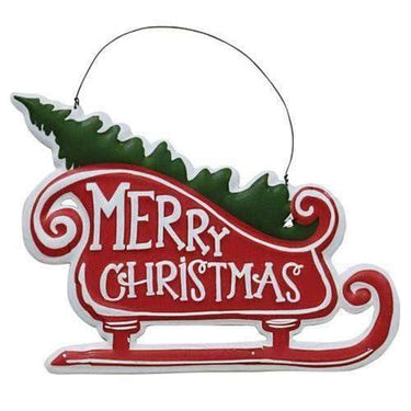 Merry Christmas Metal Sleigh Hanger - The Fox Decor
